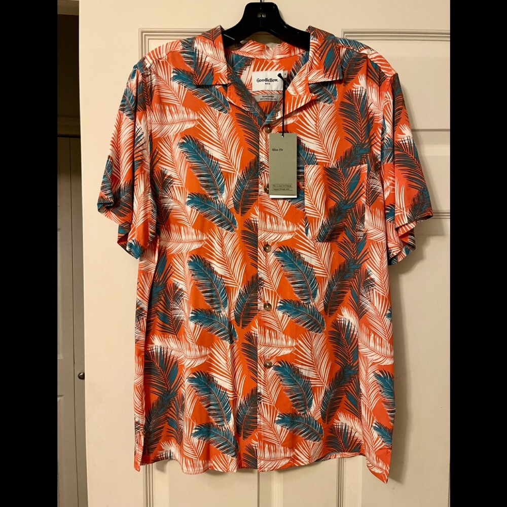 Goodfellow & Co Men's Novelty Tropical Print Button-Down Shirt M